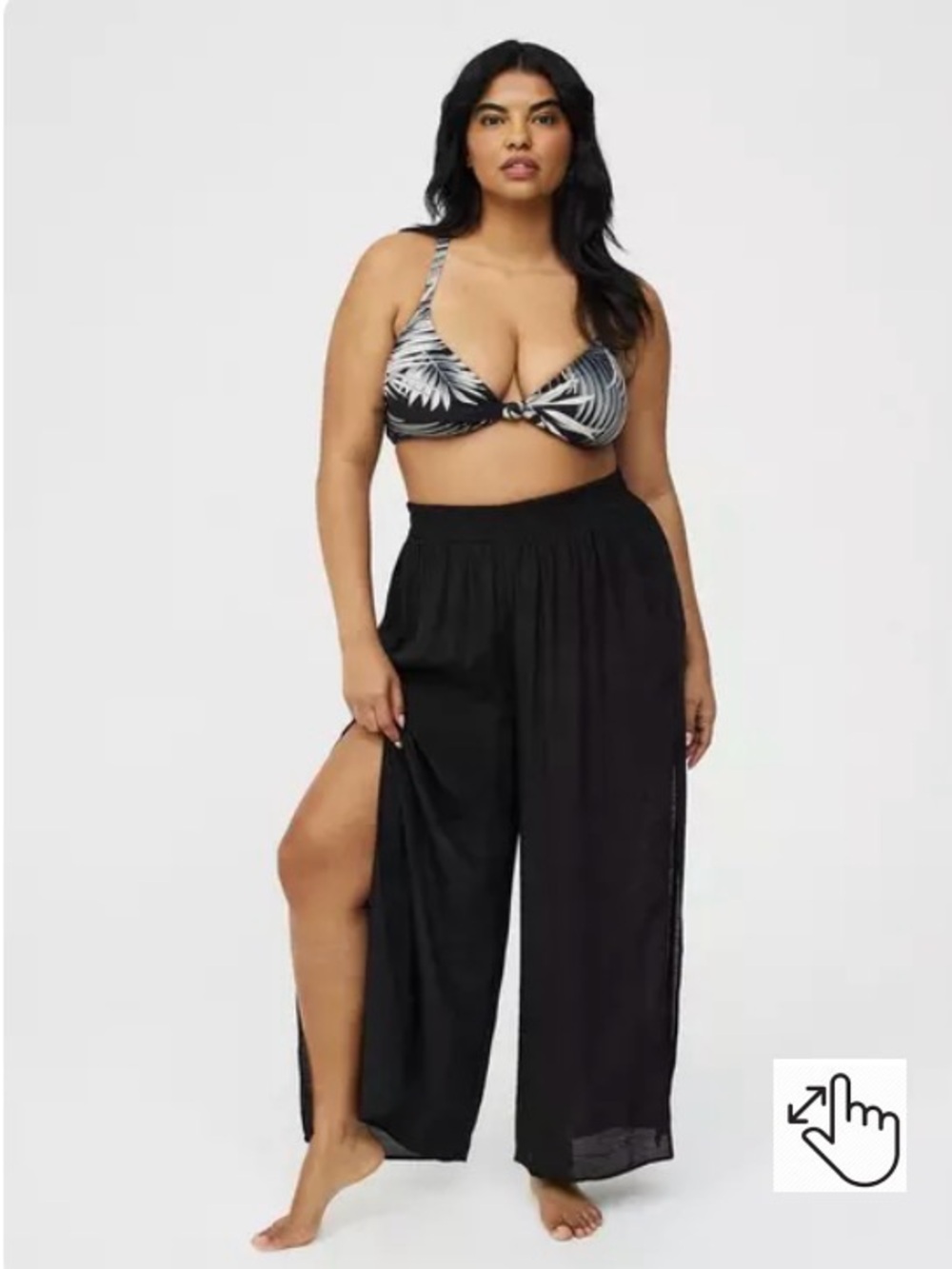 NWT Torrid Crepe Black Split Wide-Leg Swim Coverup Pants